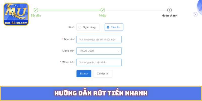 Hướng dẫn rút tiền nhanh
